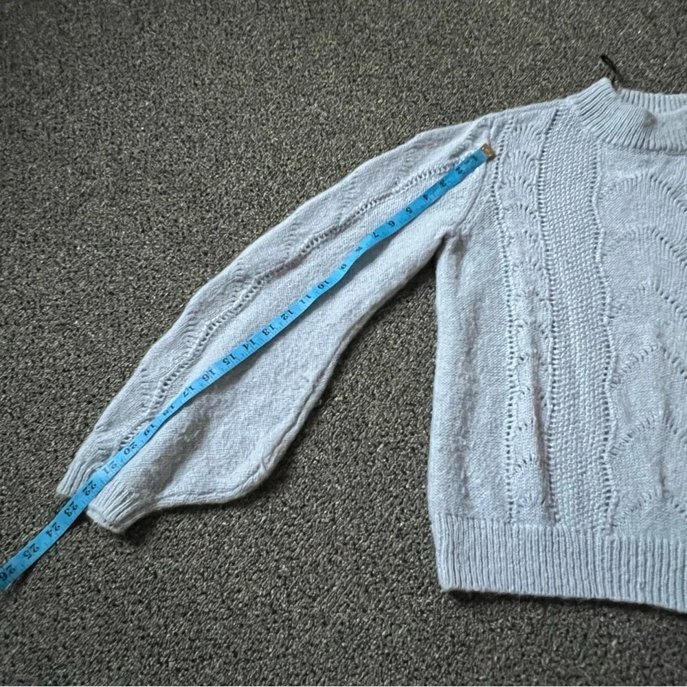 H&M Baby Blue Pastel Mockneck Baggy Sleeve Hole Knit Acrylic Mohair Wool Sweater